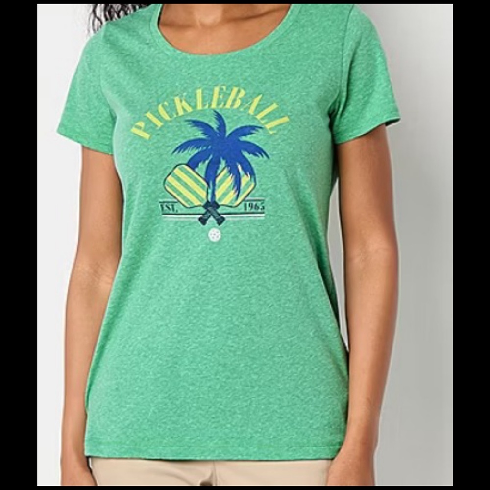 St. John’s Bays Women’s Short Sleeve Cotton Pickleball Shirt NWT SIZE XL‎